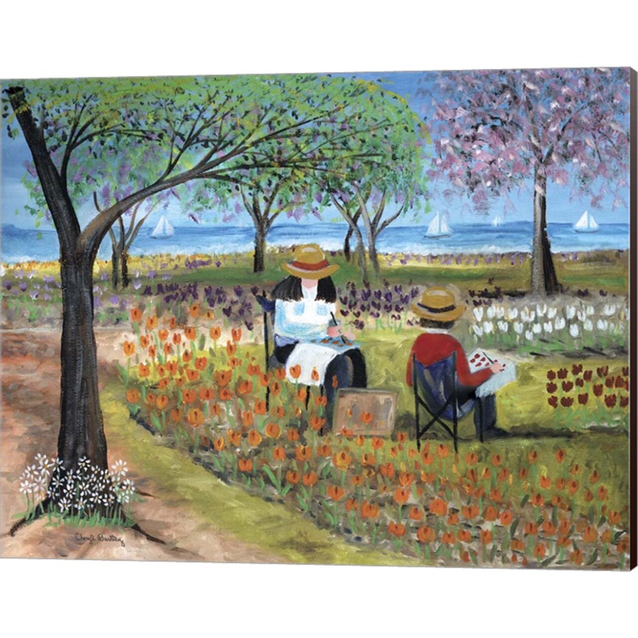 Artist By The Sea by Cheryl Bartley 20" x 16" Canvas Wall Art